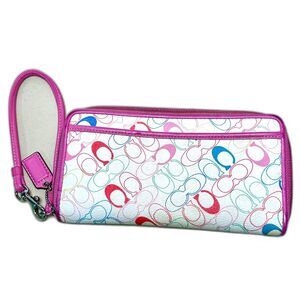 Coach Signature Monogram C Print Accordion Zip Wallet Wristlet